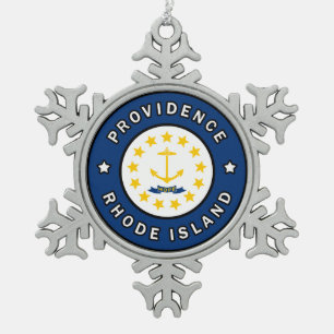 Providence Rhode Island Snowflake Pewter Christmas Ornament