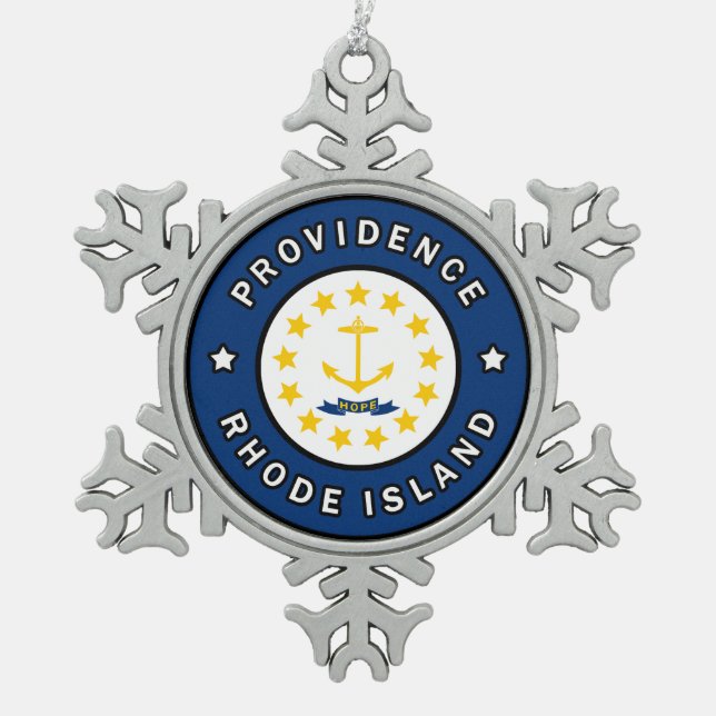 Providence Rhode Island Snowflake Pewter Christmas Ornament (Front)