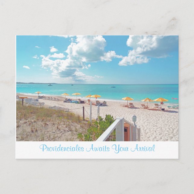 "PROVIDENCIALES AWAITS YOUR ARRIVAL" POSTCARD (Front)