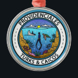 Providenciales Turks and Caicos Scuba Badge Metal Tree Decoration<br><div class="desc">Providenciales vector art design. Providenciales,  known locally as Provo,  is an island in the Turks and Caicos archipelago,  in the Atlantic Ocean. It’s ringed by soft,  sandy beaches,  many of them on the north coast.</div>