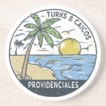 Providenciales Turks and Caicos Vintage Coaster<br><div class="desc">Providenciales vector art design. Providenciales,  known locally as Provo,  is an island in the Turks and Caicos archipelago,  in the Atlantic Ocean. It’s ringed by soft,  sandy beaches,  many of them on the north coast.</div>