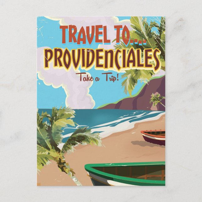 Providenciales vintage travel poster postcard (Front)