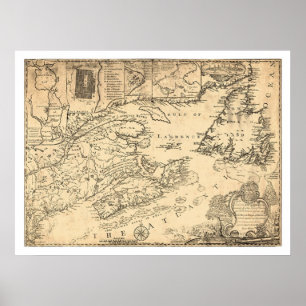 Province of Nova Scotia Canada Map 1776 Poster