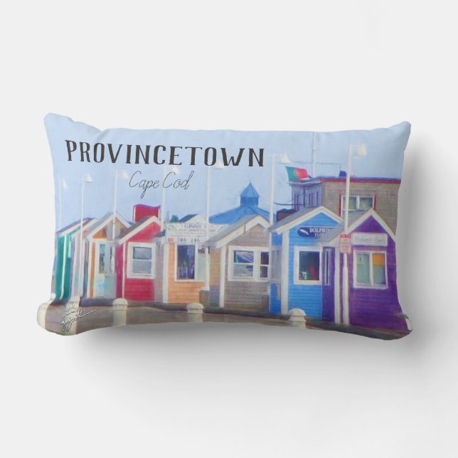 Provincetown Cape Cod Boardwalk Photography Lumbar Cushion (Front)
