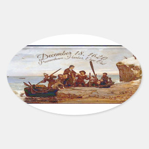 "Provincetown Harbour landing of The Pilgrims" Ova Oval Sticker