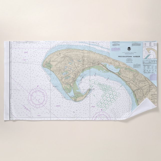 Provincetown Harbour Nautical Chart 13249 Beach Towel (Front)