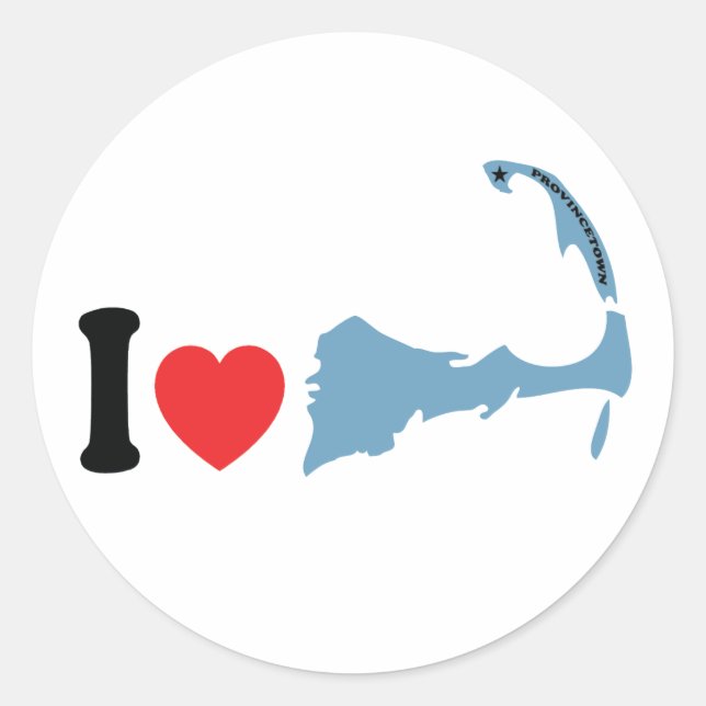 Provincetown "I Love" Design. Classic Round Sticker (Front)