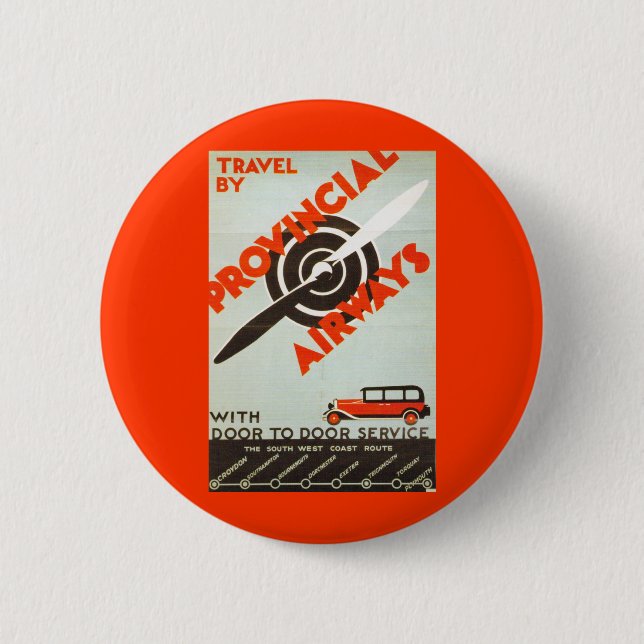 Provincial Airways 6 Cm Round Badge (Front)