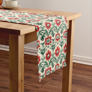 Provincial Elegance: French Red Christmas Delight Long Table Runner