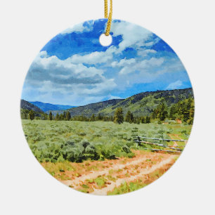 Provo River Valley in Uinta Mountains Ceramic Tree Decoration
