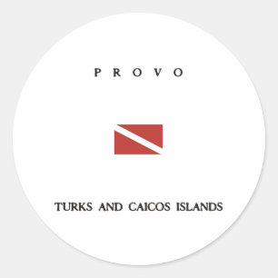 Provo "Turks and Caicos" Islands Scuba Dive Flag Classic Round Sticker