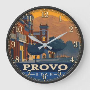 Provo Utah Historic College Town Travel Poster Large Clock