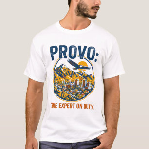 Provo Utah Mountains Skyline With Bald Eagle T-Shirt