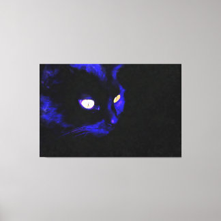 Prowling Black Cat Animal Pose Acrylic Art Canvas Print