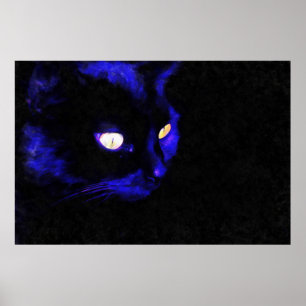 Prowling Black Cat Animal Pose Acrylic Art Poster