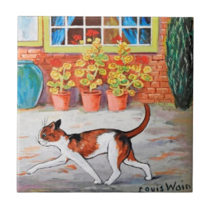 Prowling Cat, Louis Wain Tile