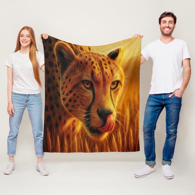 Prowling Cheetah Fleece Blanket (In Situ)