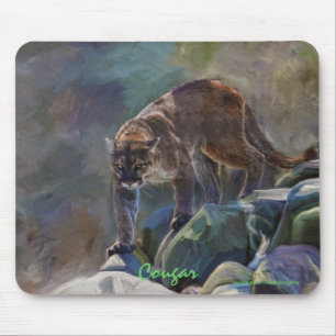 Prowling Cougar Mountain Lion Art Design Mouse Mat