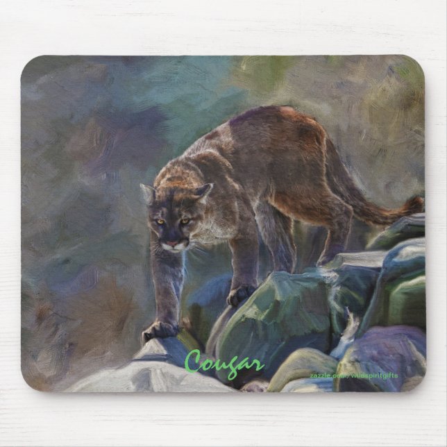 Prowling Cougar Mountain Lion Art Design Mouse Mat (Front)