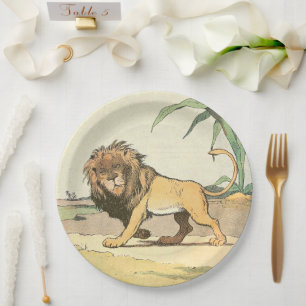 Prowling Jungle Lion Paper Plate