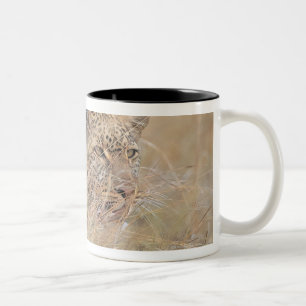 Prowling Leopard Hiding in Grassland Two-Tone Coffee Mug