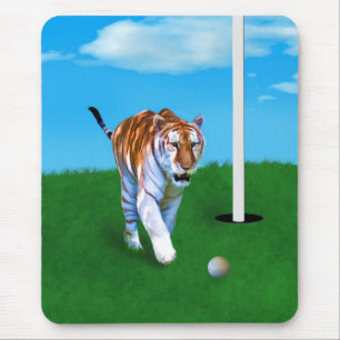 Prowling Tiger and Golf Ball Customisable Mouse Mat