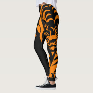 Prowling Tiger Black & Orange Custom Name Leggings