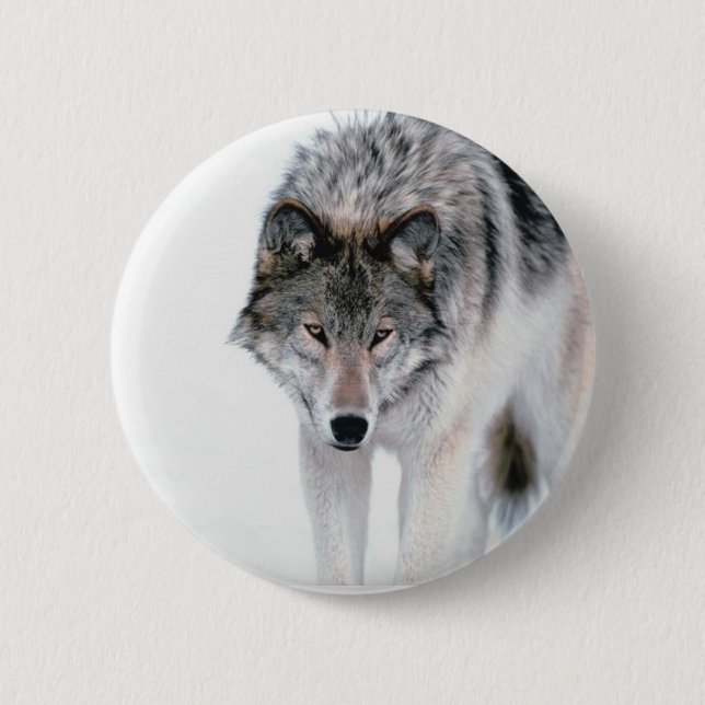 Prowling Wolf 6 Cm Round Badge (Front)
