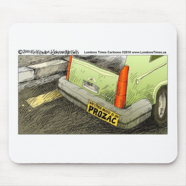 Prozac Bumper Sticker Funny Tees Cards & Gifts Mouse Mat (Front)