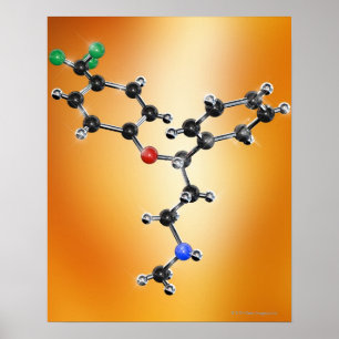 Prozac. Molecular model of the antidepressant Poster