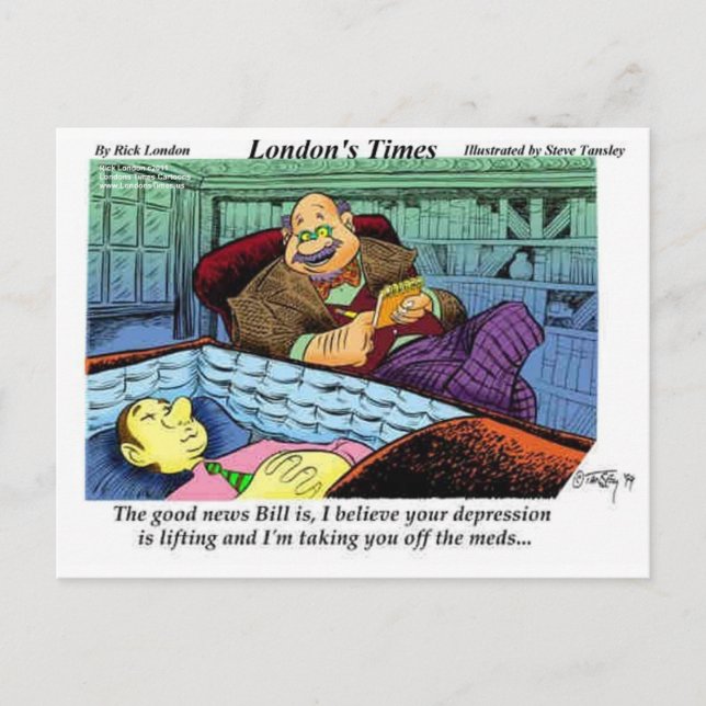 Prozac Time Over Funny Gifts & Collectibles Postcard (Front)