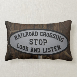 PRR Crossing Stop-Look-Listen Sign Pillow