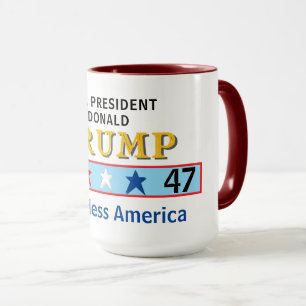 Prresident Donald Trump 45 47 God Bless America Mug