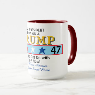 Prresident Trump 45 47 Geometric Red White Blue Mug