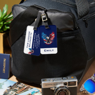 Prtiotic Colors Eagle Red White And Blue Luggage Tag