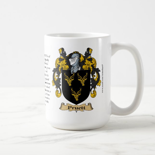 Pruett, the Origin, the Meaning and the Crest Coffee Mug (Right)