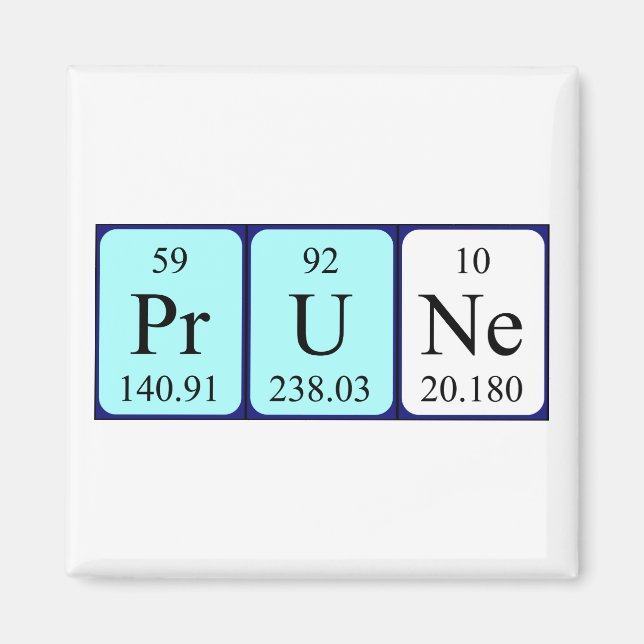 Prune periodic table name magnet (Front)