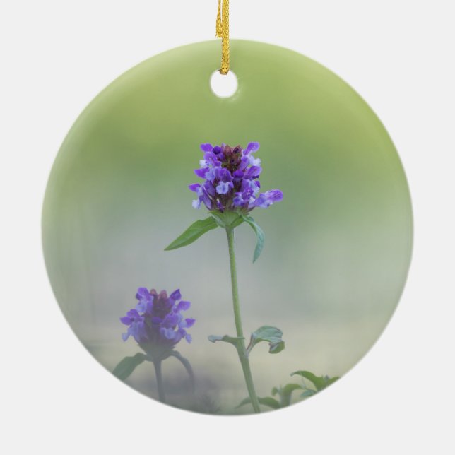 Prunella Flower Nature Photo Ceramic Tree Decoration (Back)