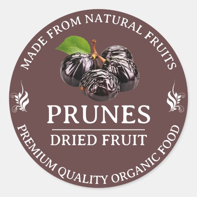 Prunes Dried Fruit Custom Label Sticker (Front)
