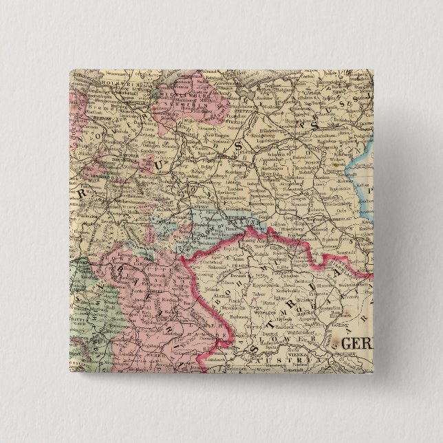 Prussia, German States Map by Mitchell 15 Cm Square Badge (Front)