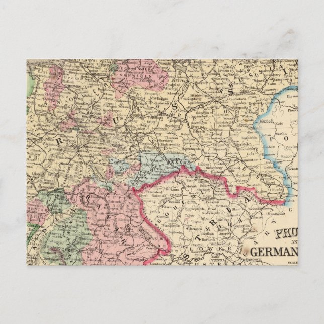 Prussia, German States Map by Mitchell Postcard (Front)