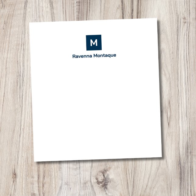 Prussian Blue Modern Chic Trendy Monogram Name  Notepad (Creator Uploaded)