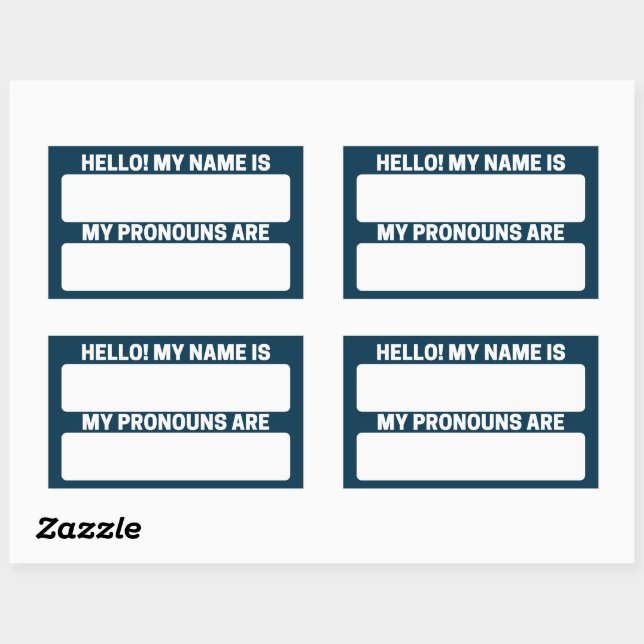 Prussian Blue Name & Pronoun Labels (Sheet)