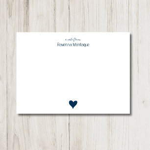 Prussian Blue Simple Heart Custom Name Wedding Card