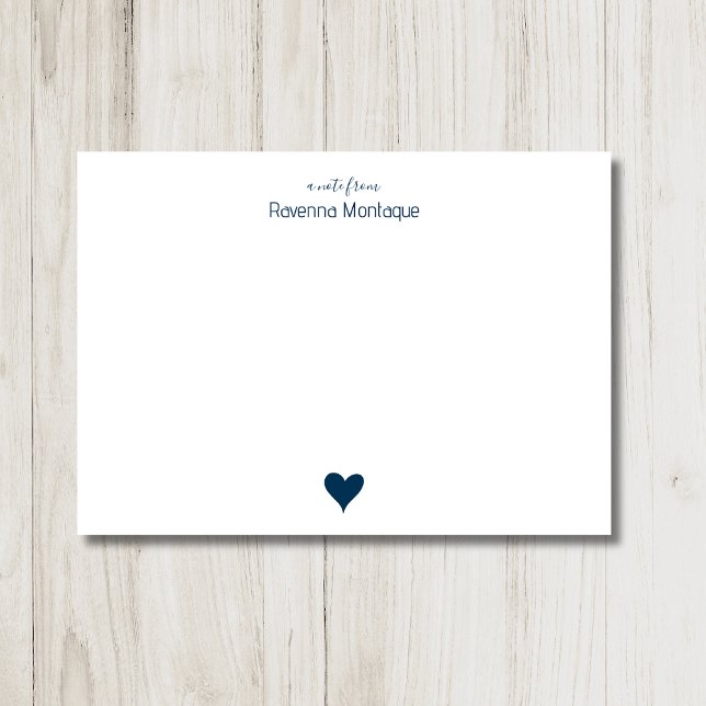 Prussian Blue Simple Heart Custom Name Wedding Card (Creator Uploaded)