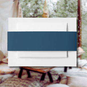 Prussian Blue Solid Colour Classic Elegant Invitation Belly Band