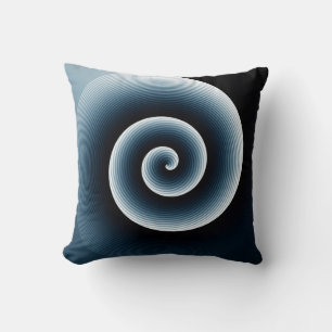 Prussian Blue Spiral Pattern Cushion