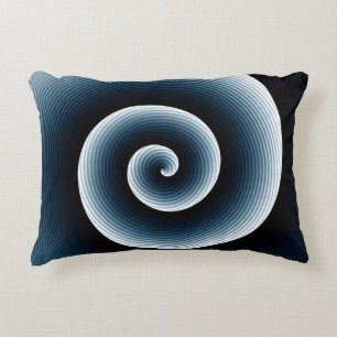 Prussian Blue Spiral Pattern Decorative Cushion