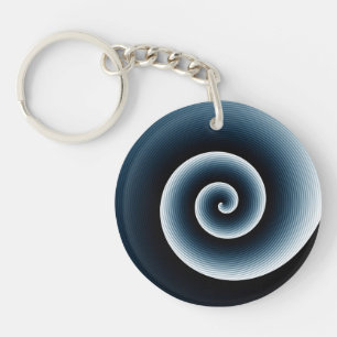 Prussian Blue Spiral Pattern Key Ring