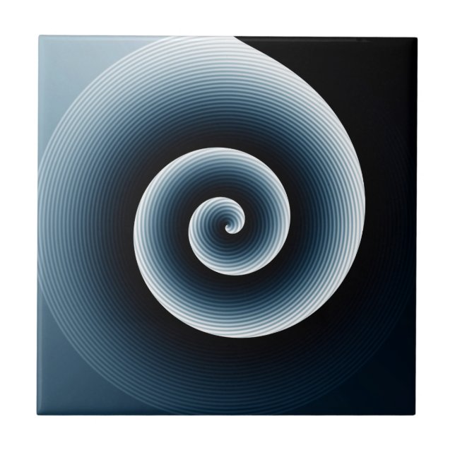 Prussian Blue Spiral Pattern Tile (Front)